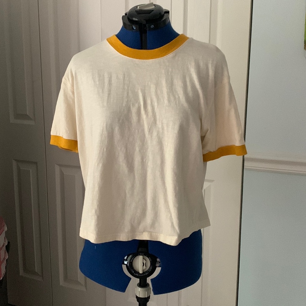 Madewell yellow Cotton t-Shirt with gold piping
